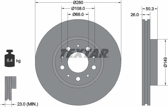 Textar 92066703 - Bremžu diski www.autospares.lv