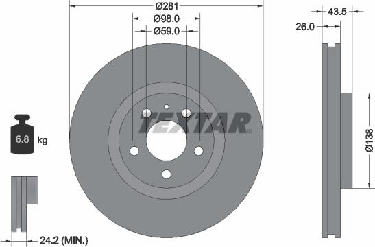 Textar 92061000 - Bremžu diski www.autospares.lv