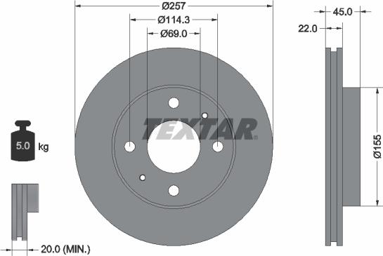 Textar 92062800 - Bremžu diski www.autospares.lv