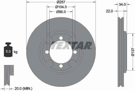 Textar 92062700 - Bremžu diski www.autospares.lv