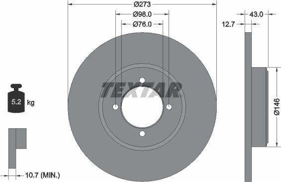 Textar 92011400 - Bremžu diski www.autospares.lv