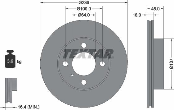 Textar 92089400 - Bremžu diski www.autospares.lv