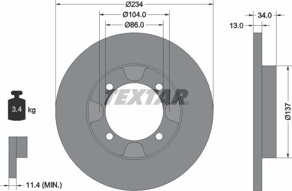 Textar 92089500 - Bremžu diski www.autospares.lv