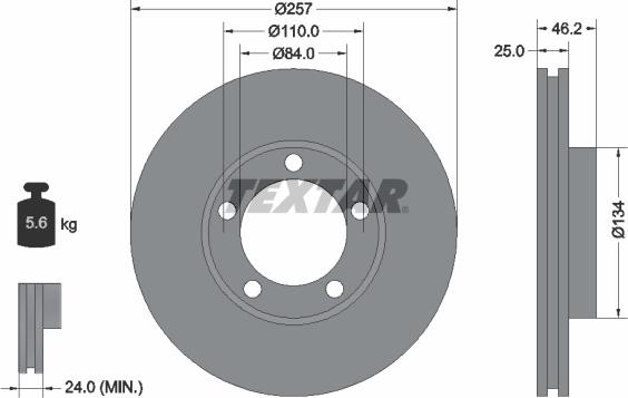 Textar 92080300 - Bremžu diski www.autospares.lv