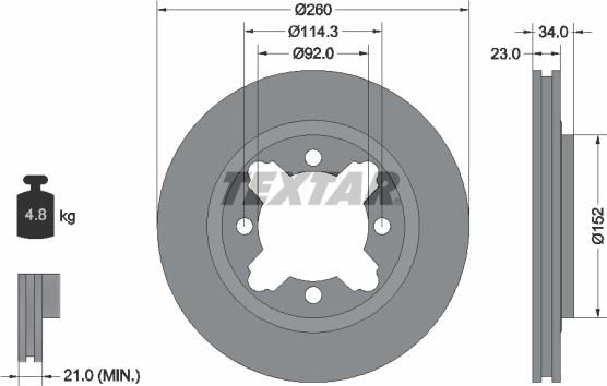 Textar 92081500 - Bremžu diski www.autospares.lv