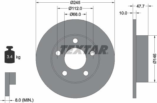 Textar 92088500 - Bremžu diski www.autospares.lv