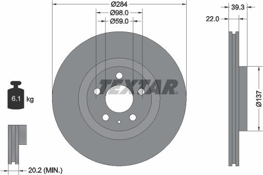 Textar 92083200 - Bremžu diski www.autospares.lv