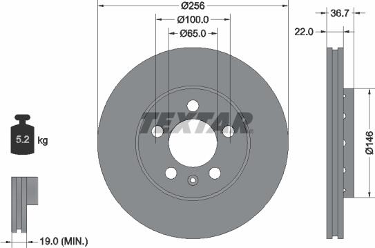 Textar 92082200 - Bremžu diski www.autospares.lv