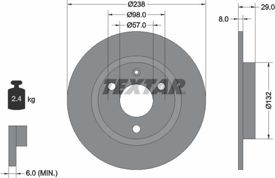 Textar 92038500 - Bremžu diski www.autospares.lv