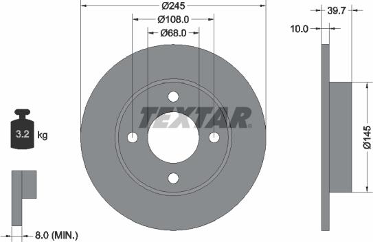 Textar 92026300 - Bremžu diski www.autospares.lv