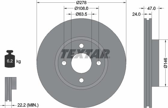 Textar 92075400 - Bremžu diski www.autospares.lv