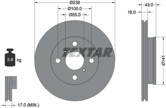 Textar 92076500 - Bremžu diski www.autospares.lv