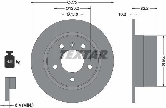 Textar 92076705 - Bremžu diski www.autospares.lv