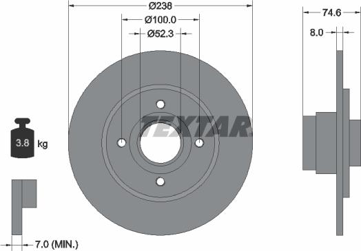 Textar 92070400 - Bremžu diski autospares.lv