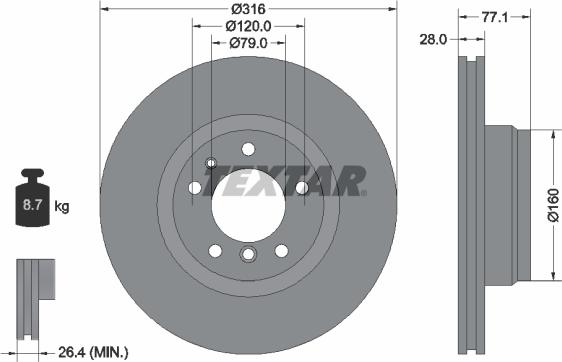 Textar 92071405 - Bremžu diski www.autospares.lv