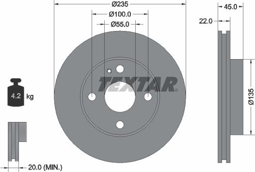 Textar 92071500 - Bremžu diski www.autospares.lv