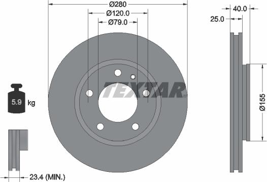 Textar 92071000 - Bremžu diski www.autospares.lv