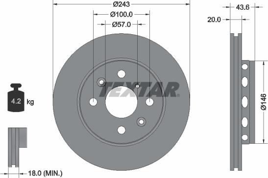 Textar 92078500 - Bremžu diski www.autospares.lv