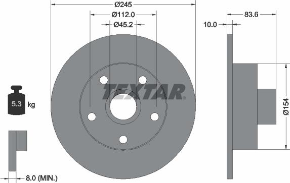 Textar 92072105 - Bremžu diski www.autospares.lv