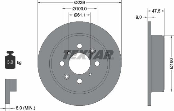 Textar 92077900 - Bremžu diski www.autospares.lv