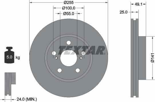 Textar 92077400 - Bremžu diski www.autospares.lv