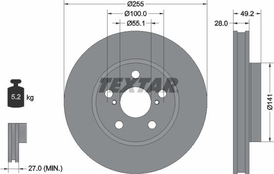 Textar 92077500 - Тормозной диск www.autospares.lv