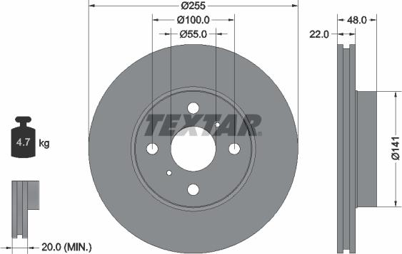 Textar 92077203 - Bremžu diski www.autospares.lv