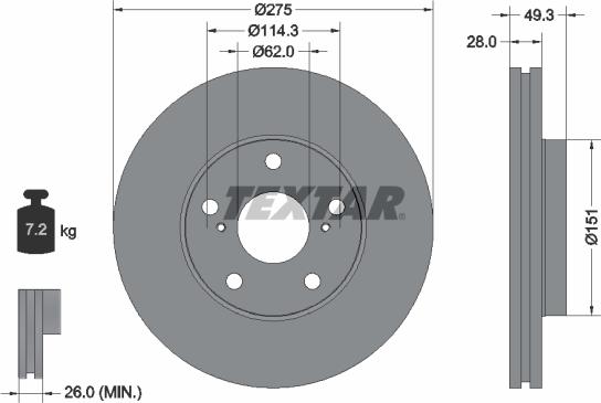 Textar 92077700 - Bremžu diski www.autospares.lv