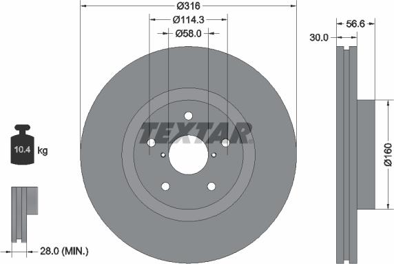 Textar 92199203 - Bremžu diski www.autospares.lv