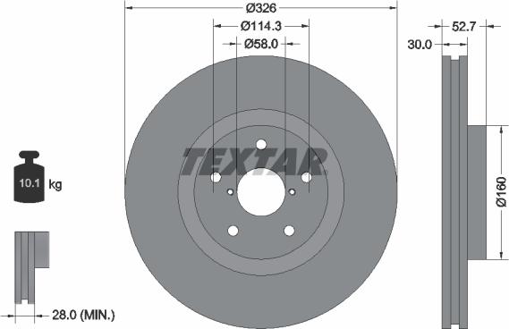 Textar 92194303 - Bremžu diski www.autospares.lv