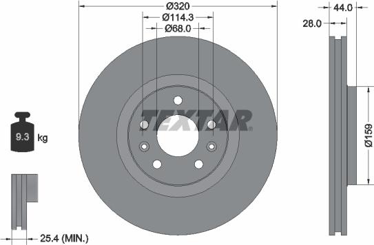 Textar 92195403 - Bremžu diski www.autospares.lv