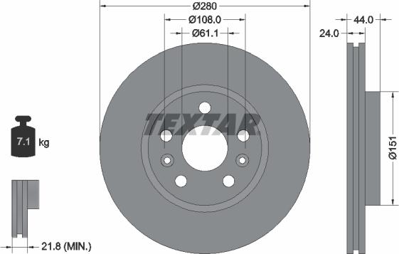 Textar 92196803 - Bremžu diski www.autospares.lv