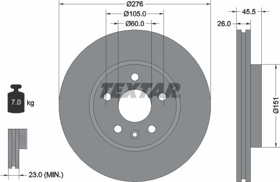 Textar 92198903 - Bremžu diski www.autospares.lv