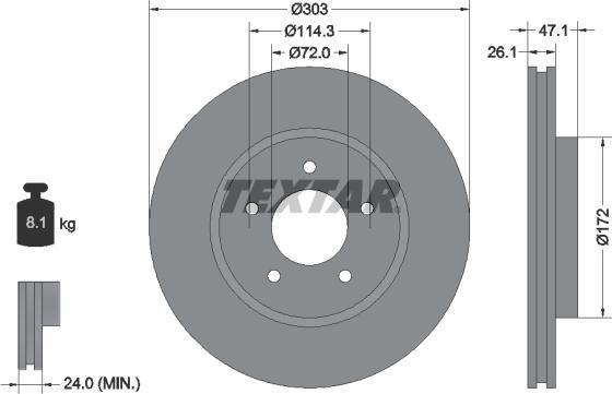 Textar 92197703 - Bremžu diski www.autospares.lv