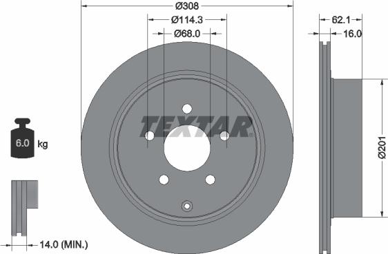 Textar 92149300 - Bremžu diski www.autospares.lv