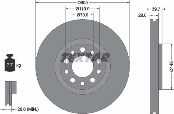 Textar 92145000 - Bremžu diski www.autospares.lv