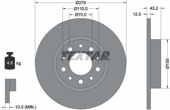 Textar 92145200 - Bremžu diski www.autospares.lv