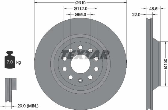 Textar 92140705 - Bremžu diski www.autospares.lv