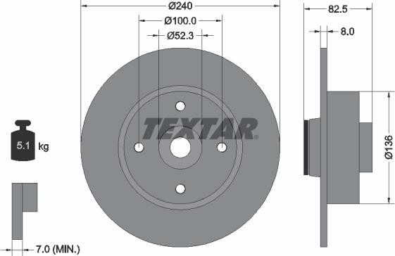 Textar 92154403 - Bremžu diski www.autospares.lv