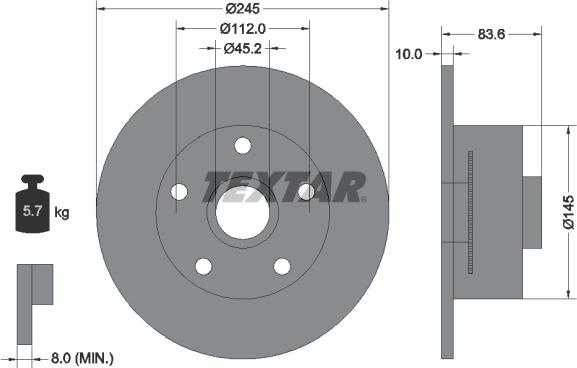 Textar 92154300 - Тормозной диск www.autospares.lv