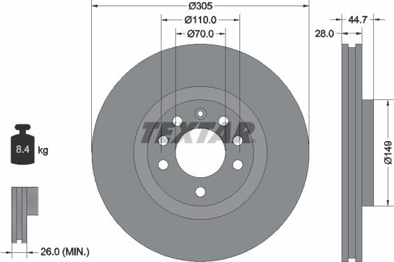 Textar 92155400 - Bremžu diski www.autospares.lv