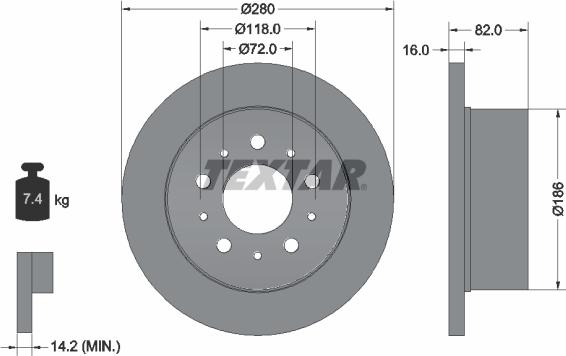 Textar 92157400 - Тормозной диск www.autospares.lv