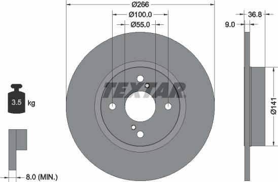 Textar 92169203 - Bremžu diski www.autospares.lv