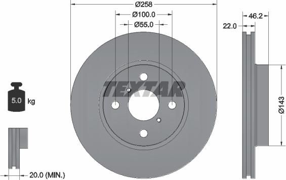 Textar 92164200 - Bremžu diski www.autospares.lv