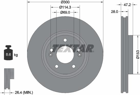 Textar 92166503 - Bremžu diski www.autospares.lv