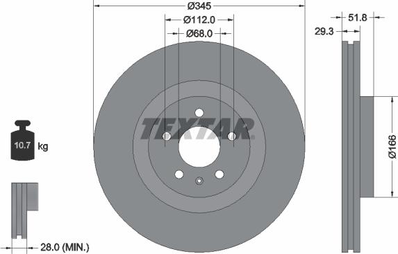 Textar 92160205 - Тормозной диск www.autospares.lv