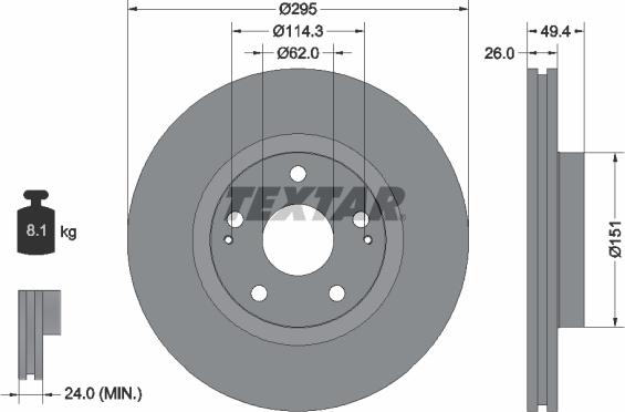 Textar 92168000 - Bremžu diski www.autospares.lv