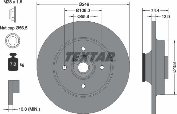 Textar 92168700 - Bremžu diski www.autospares.lv