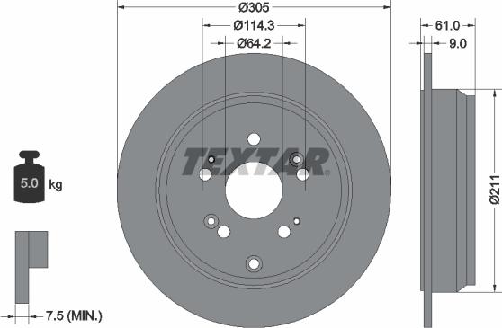 Textar 92162503 - Bremžu diski www.autospares.lv