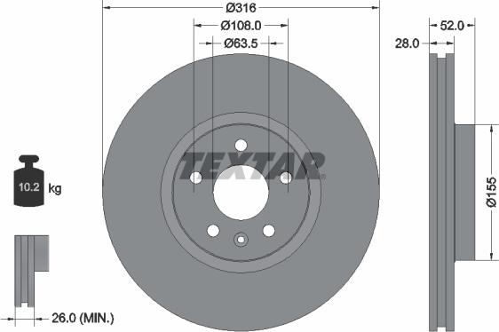 Textar 92162305 - Bremžu diski www.autospares.lv